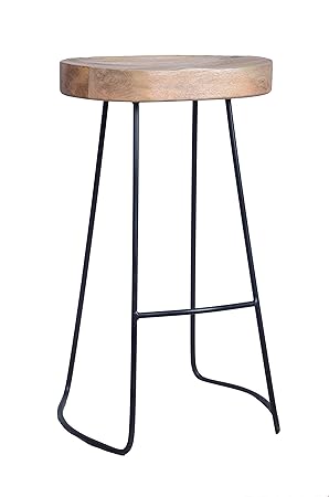 Furniselan Iron Bar Stool Natural Finish (Black)