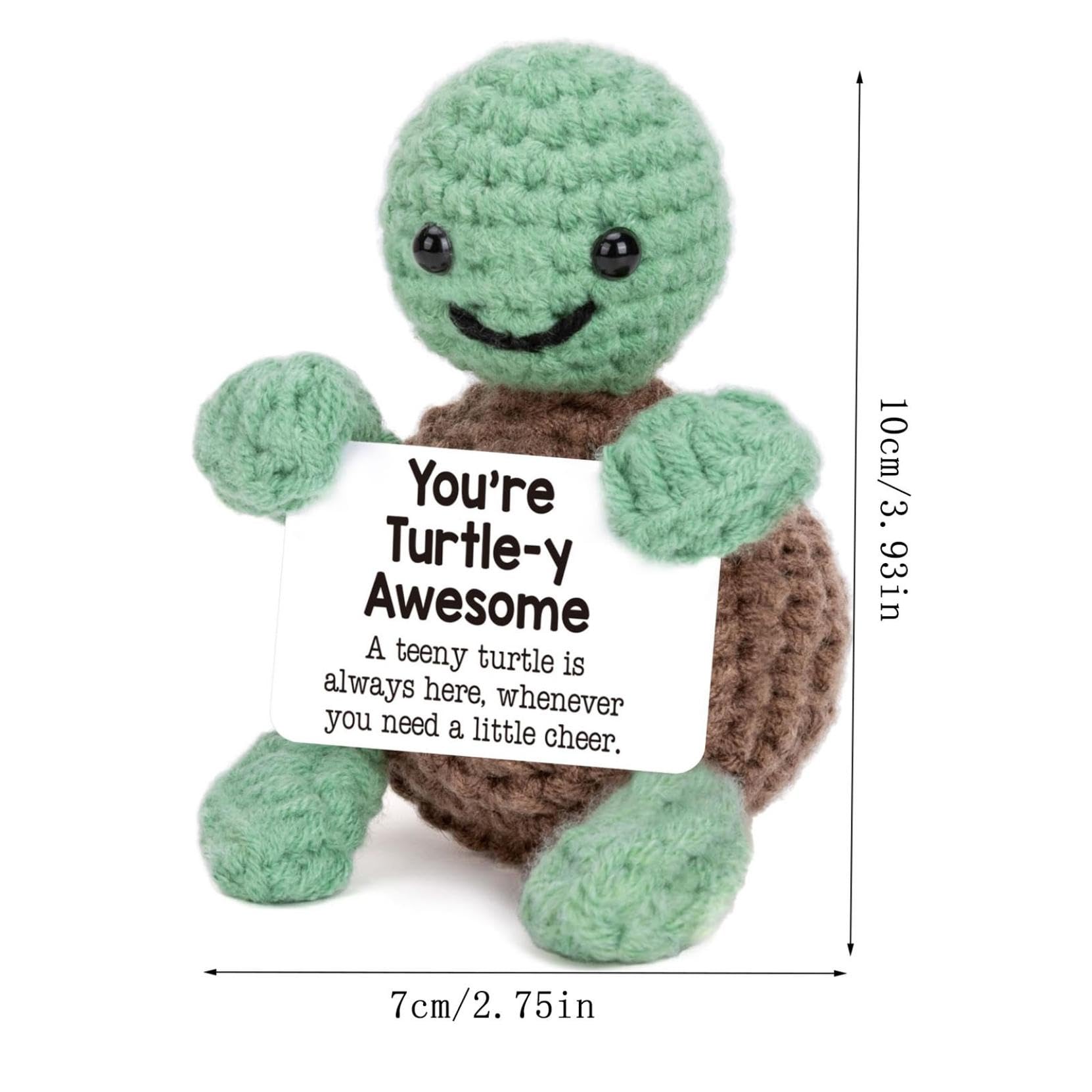Générique Tortue Positive, Mini Tortue De Mer TricotéE, Peluche Insolite, Laine TricotéE Animaux Au Crochet pour Cadeau De Motivation DéCoration De FêTe,Idee Drole Et Motivante pour Etudiant (A)