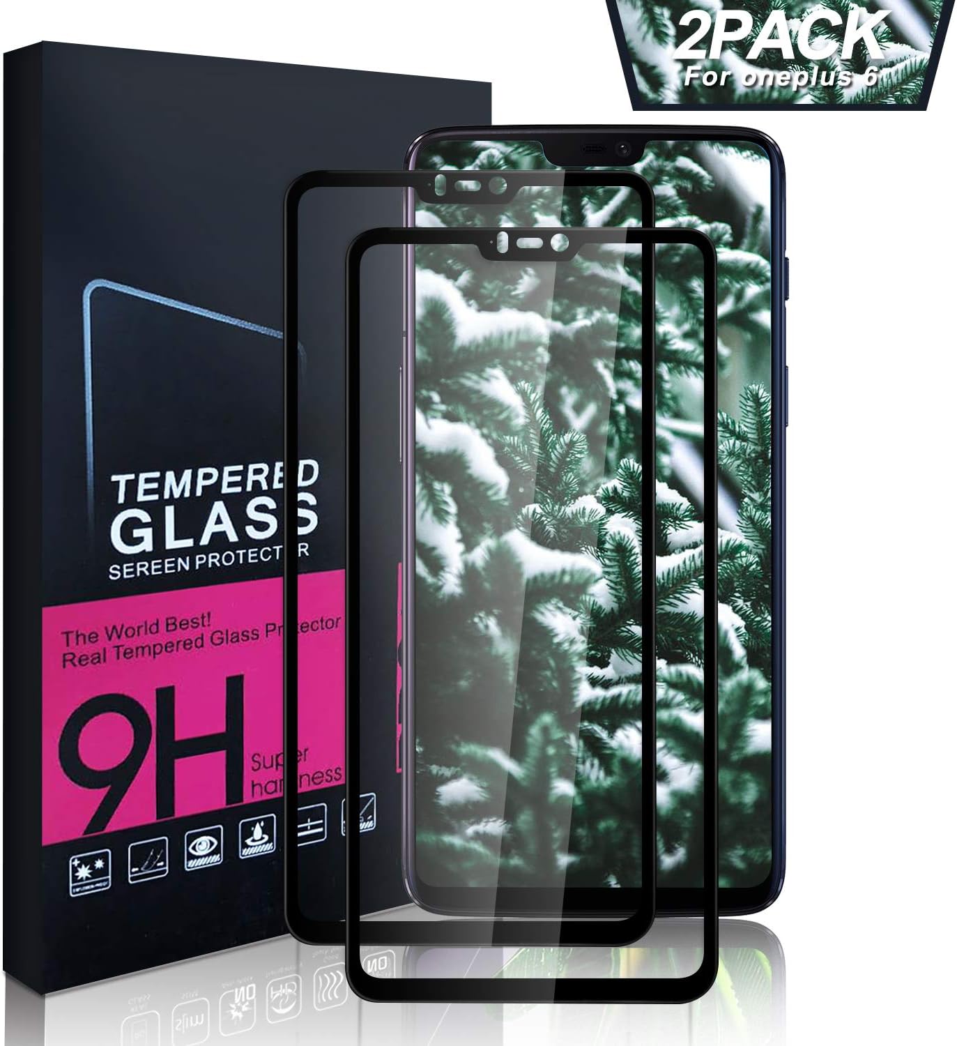 Screen Protector Glass [2 Pack], Full Coverage HD Tempered Glass Anti-Scratch Bubble-Free