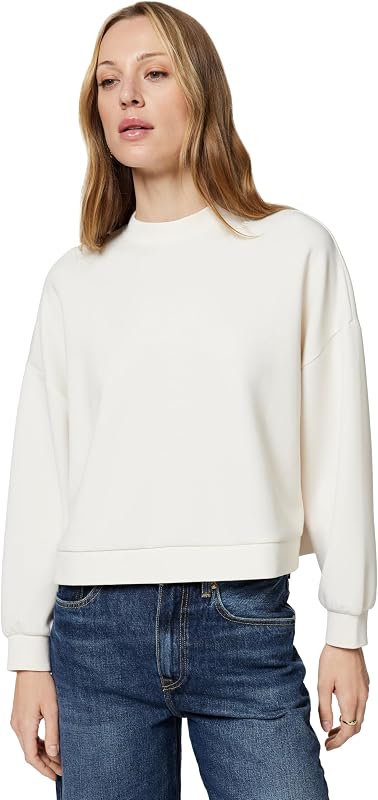 Sudadera de Manga Larga para Mujer, con Logotipo de Letras, Ajuste Relajado, Color Blanco, M, ISO, M