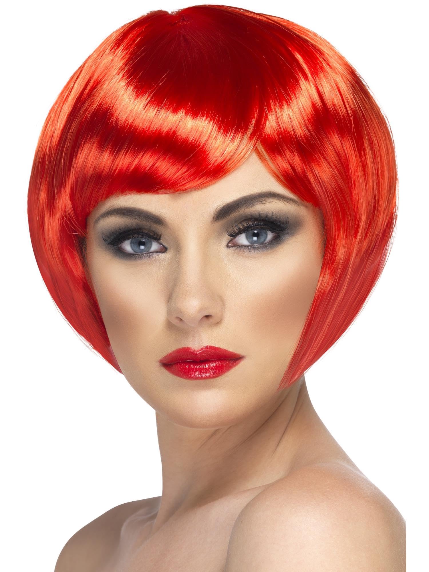 Smiffys Babe Wig, Red Short Bob with Fringe, Ladies Glamour Wigs Fancy Dress, Adult Dress Up Wigs — image 1