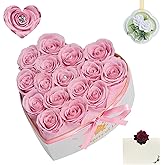 Cooeach Luxury Preserved Roses – Forever Real Roses Flowers for Delivery in a White Box, Preserved Flowers Birthday Gifts for Women Mom Wife, Ideal for Anniversary (Pink 16 Roses, 16 Roses)