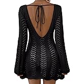 Falechay Womens Swimsuit Cover Up Long Sleeve Crochet Bathing Suit Mesh Backless Cover Ups Summer Beach Vacation Outfits 2026