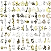 Youdiyla 100pcs Mix Color Animals Charms Alloy Cat Charms Pendants Jewelry Making Accessories for DIY Necklace Bracelet Keychain (Mix 5 color)