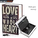 HENGSHENG Dictionary Secret Book Hidden Safe With Key Lock Book Safe Love Style Full Size 9.4 x 6.1 x 2 .2inches