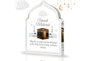DPKOW Umrah Mubarak Gift, Umrah Acrylic Plaque Decoration Umrah Mubarak Kaaba Gift, Muslim Islamic Gifts, Hajj Home Decoratio