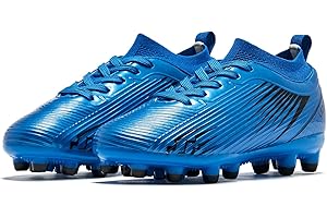 LIGVIV Boys Girls Soccer Cleats - Kids Dynamic Collar Football Shoes - Firm Ground Outdoor(Toddler/Little Kid/Big Kid)