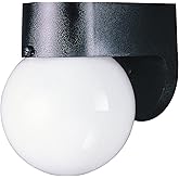 Westinghouse 6680300 Traditional One-Light Outdoor Wall Lantern, Black Finish on Polycarbonate, White Glass Globe