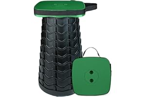 Outward Gear Collapsible Folding Stool Upgrade Heavy Duty 550lbs Load Capacity Foldable Portable Camping Stools Sturdy Retractable Telescoping Stool (Green)