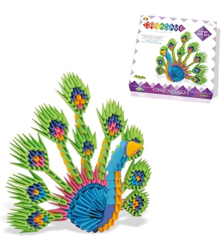 Origami 3D Rooster Paper Sculpture Kit - 517 Pieces, 13x18x17cm, No Glue Needed, Eco-Friendly Craft