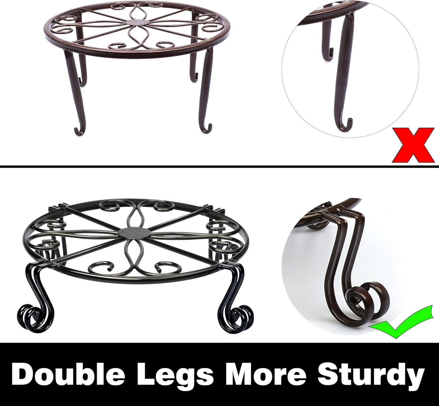 Black Plant Stand for Flower Pot Heavy Duty Potted Holder Indoor Outdoor Metal Rustproof Iron Garden Container Round Supports Rack for Planter Bronze, Pumpkin Stand Outdoor (12 x 3.1 Inches, Black) : Garden & Outdoor