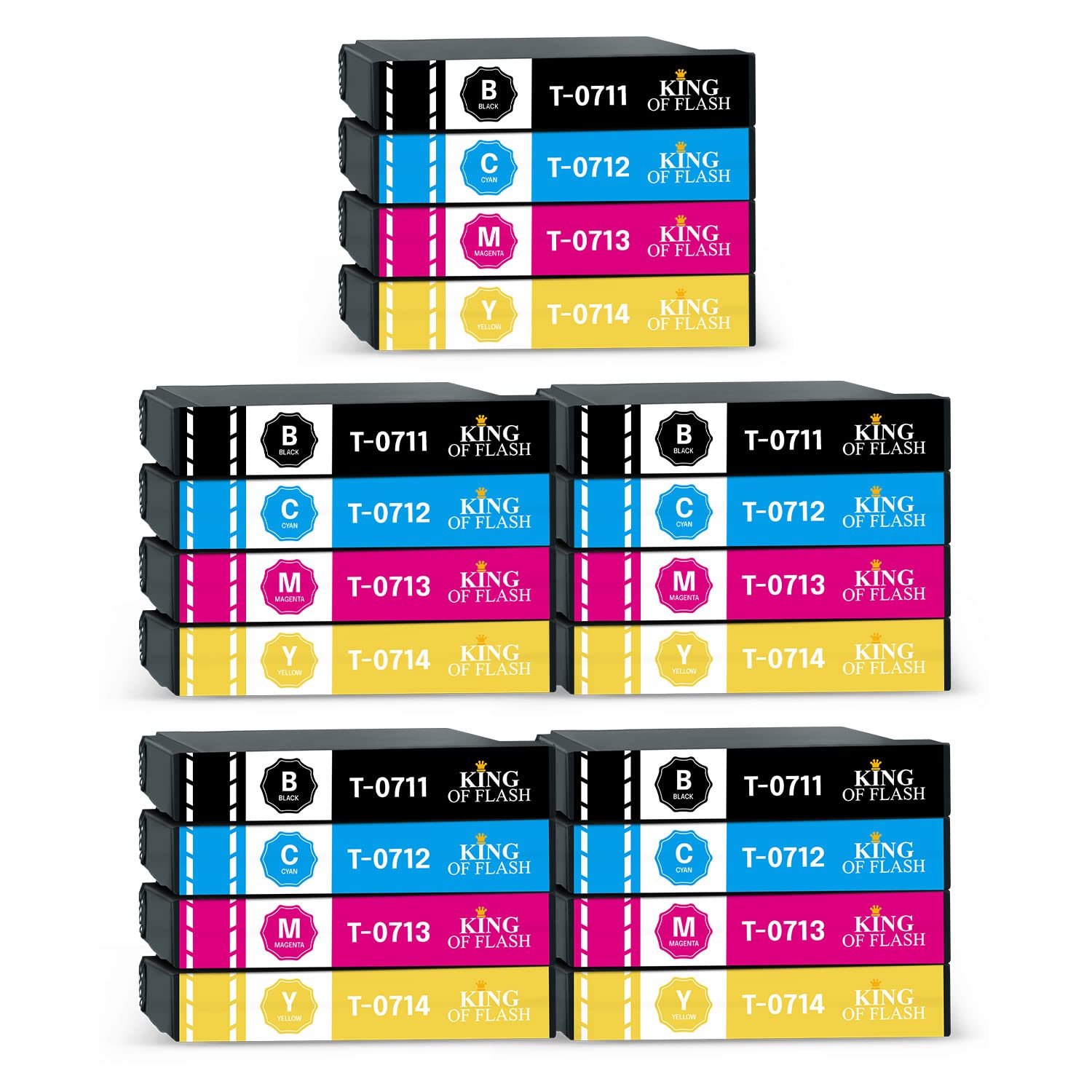 Replacement for Epson 711 712 713 714 Ink Cartridges Compatible for Epson Stylus SX218 SX415 SX515W SX200 SX100 SX610FW S21 DX7450 DX8400 DX8450 SX100 DX4000 (5 Sets of 4)