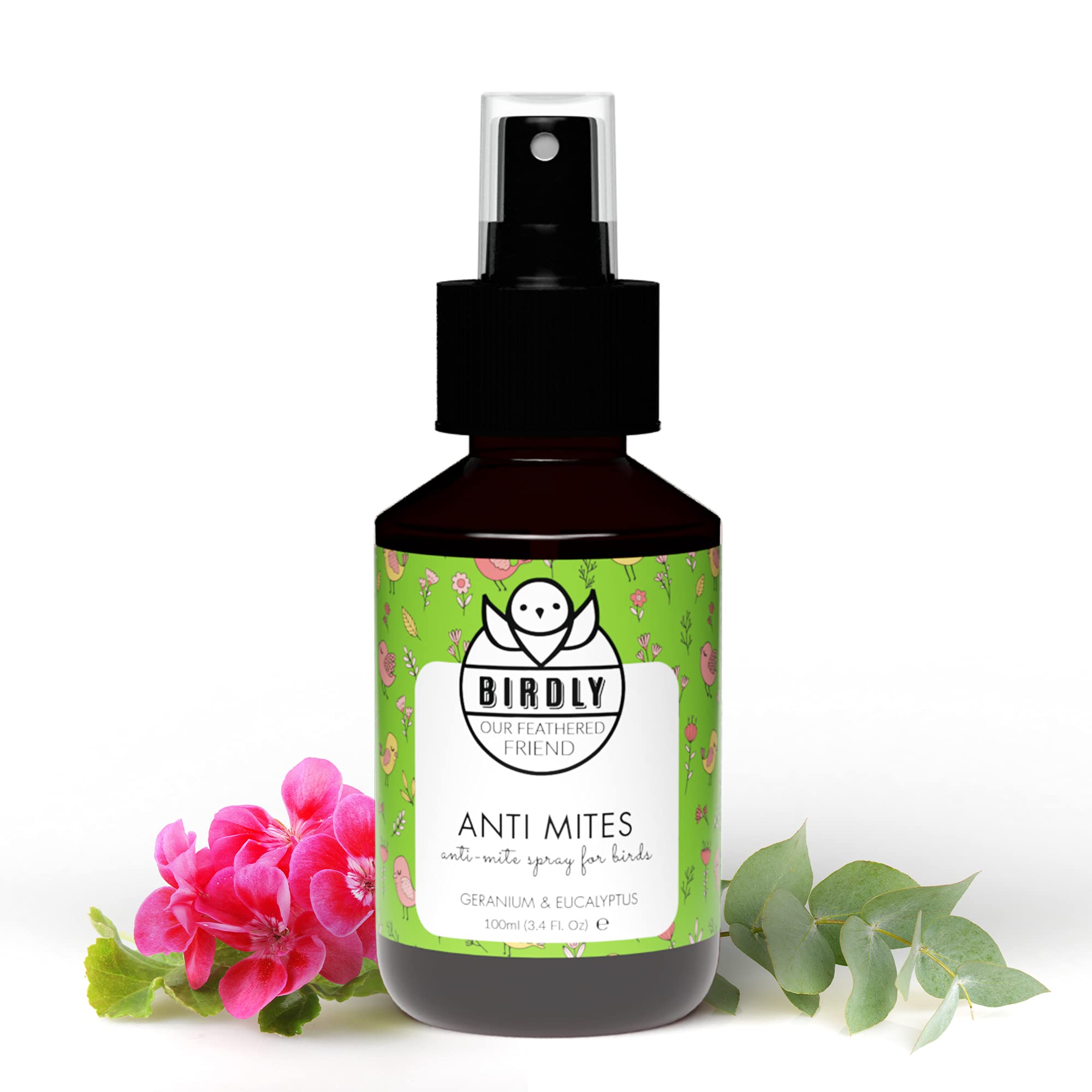 Birdly Bird Mite Spray - Bird Mite Treatment for Budgie Cage & Parrot Cage - Dust Mite Spray for Large Bird Cage - Alternate to Bird Accessories for Such as Red Mite Powder & Mite Killer - 100 ml