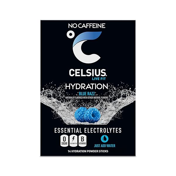 CELSIUS HYDRATION™ BLUE RAZZ, SUGAR FREE ELECTROLYTE HYDRATION DRINK MIX (PACK OF 14)