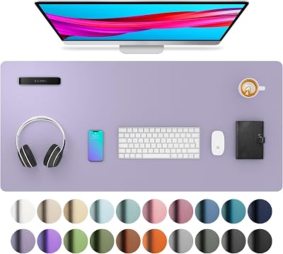 Aothia Leather Desk Mat 91x43cm Non-Slip Waterproof Purple Lavender