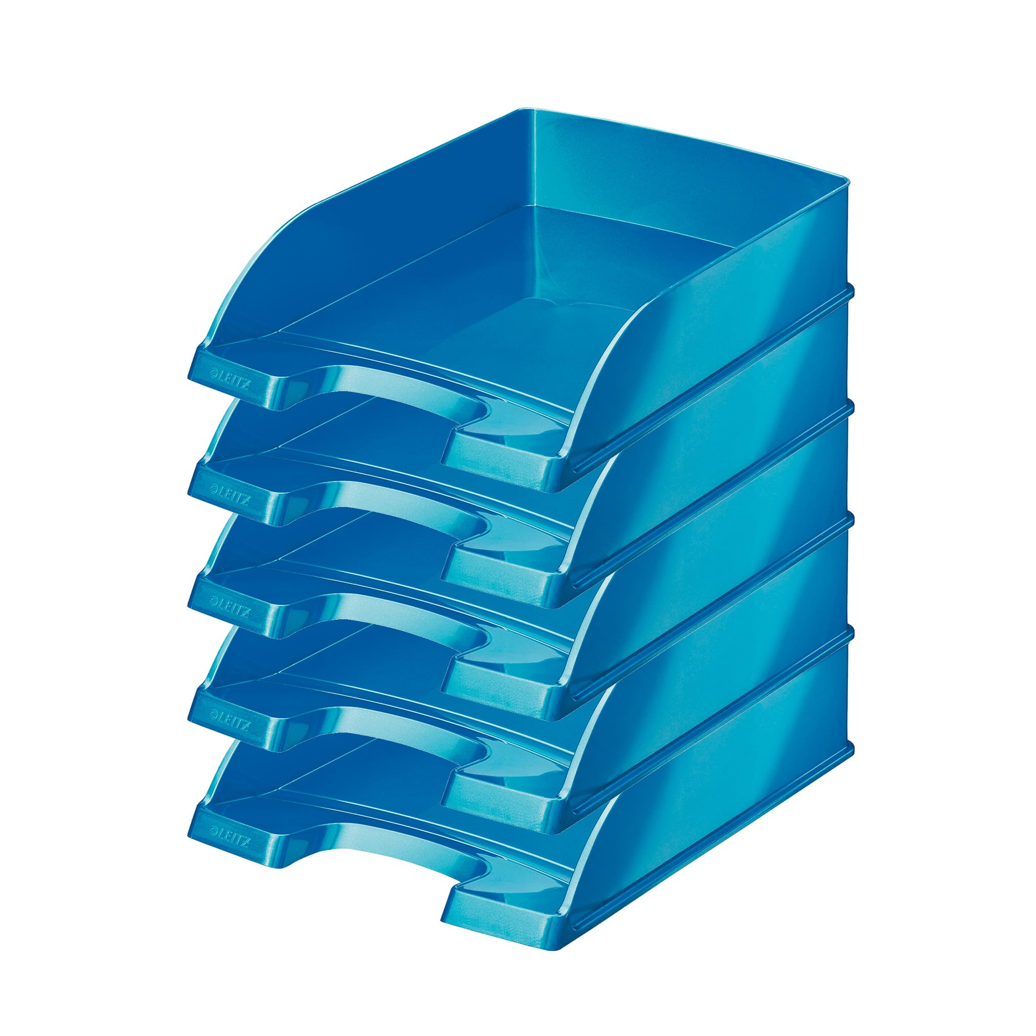 Leitz Plus Wow Letter Tray – 70 mm – Pack of 5 Height 70 mm Bleu métallisé