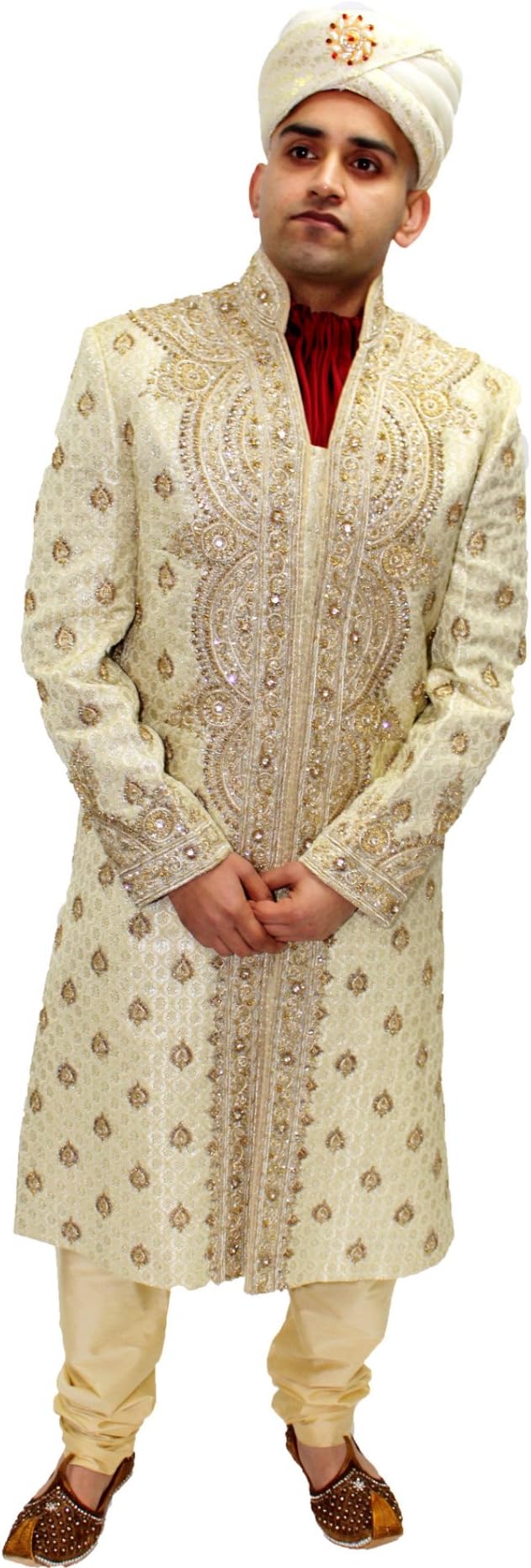 Kami - Gold Silk Sherwani with Zardosi thread work, 42
