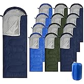 Ayearparty 12 Pcs Camping Sleeping Bags Bulk 4 Seasons Warm Cold Weather for Homeless Waterproof Lightweight with Compression Bag Camping Gear Equipment for Adults Backpacking Hiking Travel