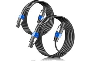 Wdpqyy 2-Pack 6 Feet Audio Speakon to Speakon Cable, Professional 12AWG Guage Wire Audio Speaker Cable with Twist Lock