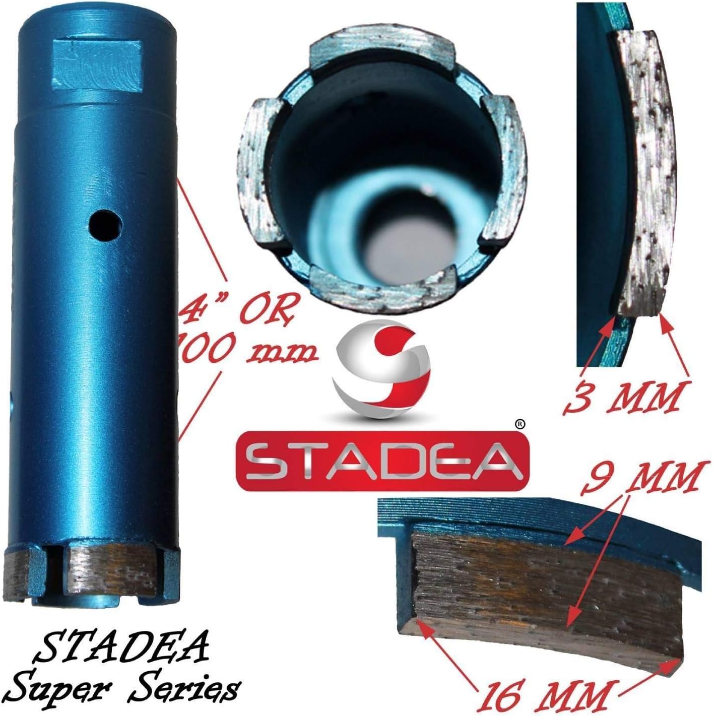 Stadea Granite Core Bit Diamond Hole Saw for Granite Marble Concrete Stone Masonry Cutting - 1 5/8" (Pack of Four)
