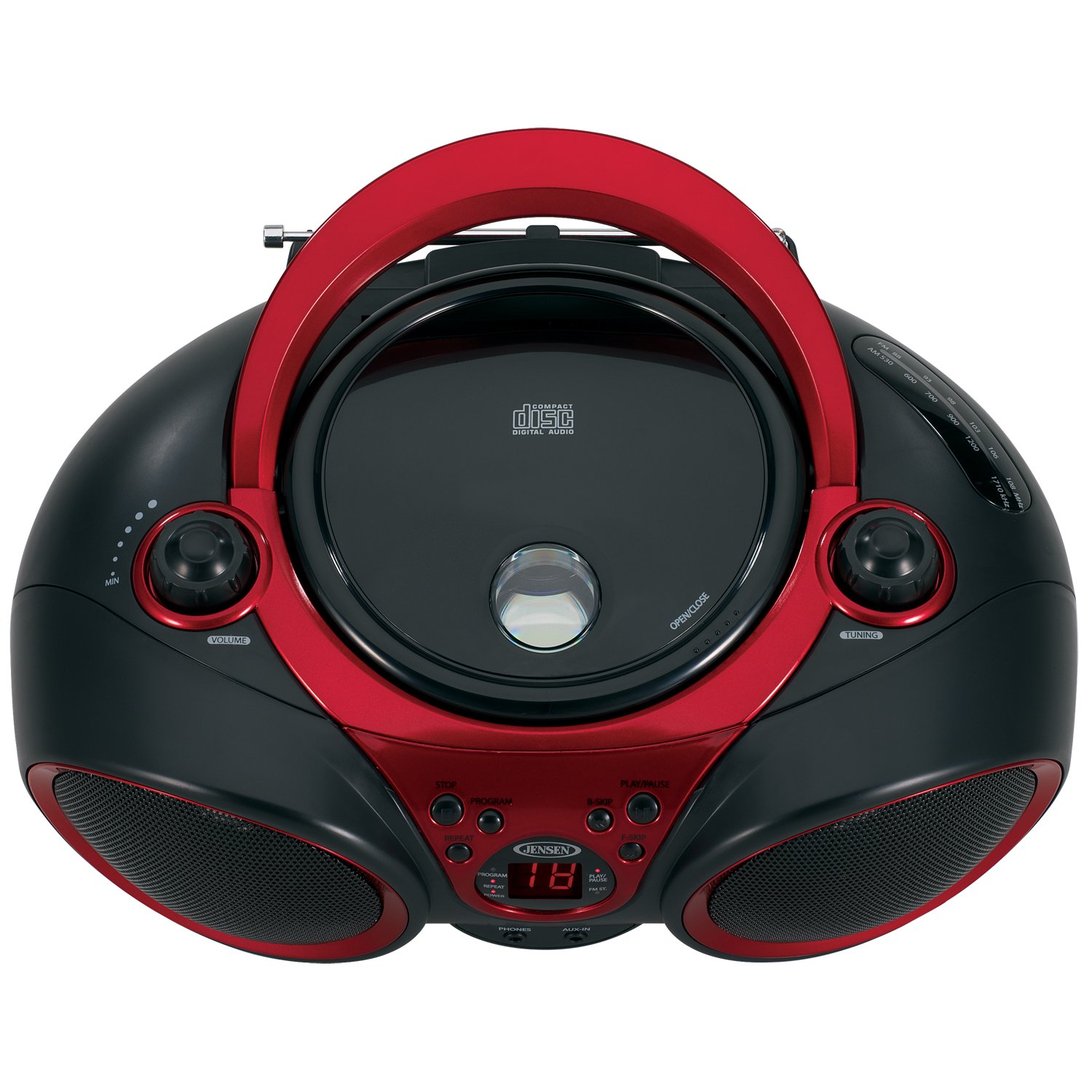 Amazon.com: JENSEN CD-490 Portable Stereo CD Player with AM/FM Radio and  Aux Line-In, Red and Black: Home Audio & Theater