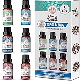GuruNanda Essential Oil Blends (Set of 6) - Natural Essential Oil Set, Aromatherapy Oil Blends for Diffusers - Breathe Easy, Tranquility, Harmony, Calming Sleep, Relaxation & Thrive