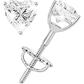 Moissanite Stud Earrings, 0.5ct-3ct D Color VVS1 Clarity All Shapes Moissanite 14K White Gold Plated 925 Sterling Silver Simulated Diamond Earrings For Women