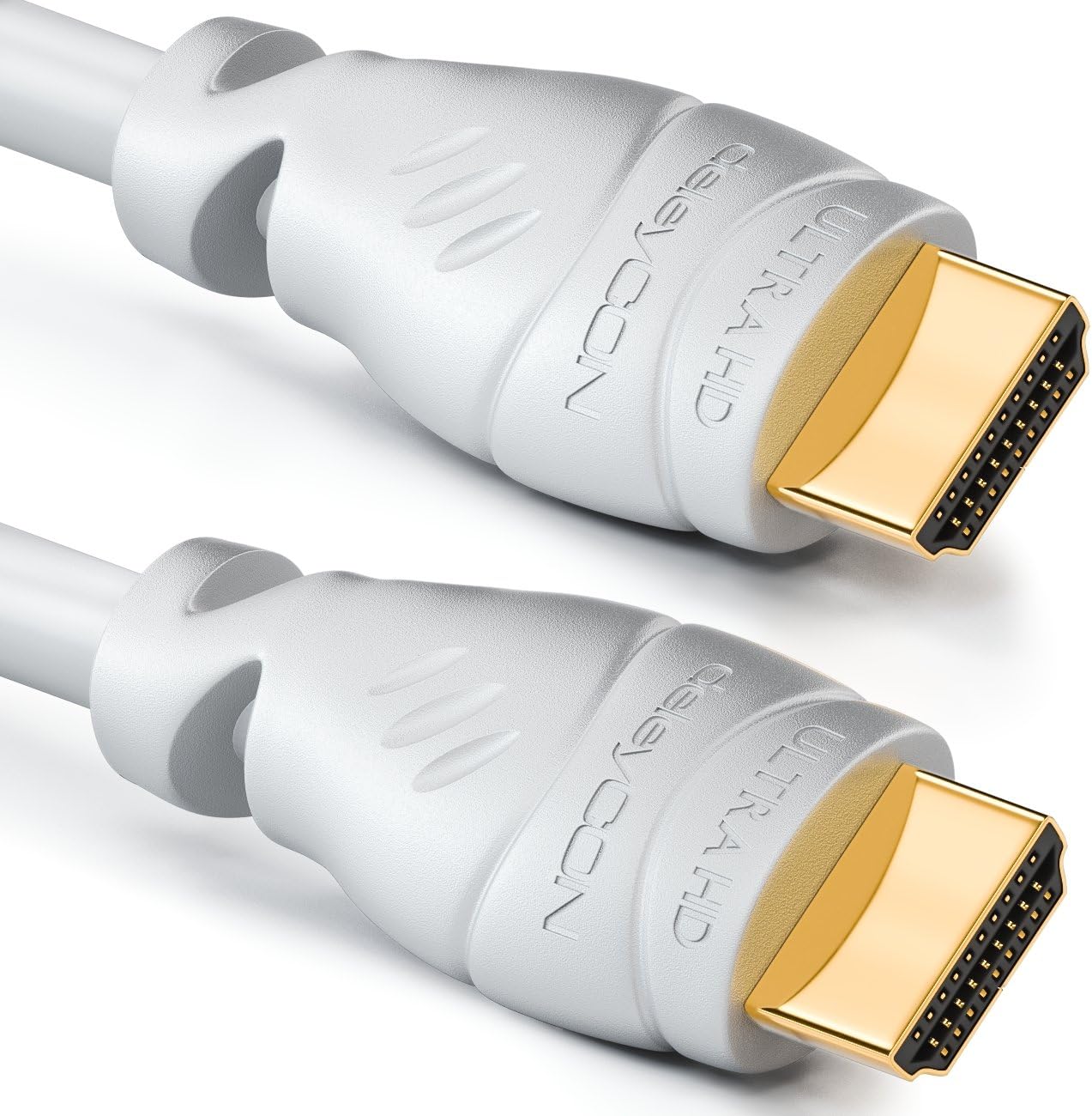 deleyCON HDMI Cable 5 m Compatible with HDMI 2.0a/b/1.4a UHD / 4K / HDR / 3D / 1080p / 2160p / ARC High Speed with Ethernet White
