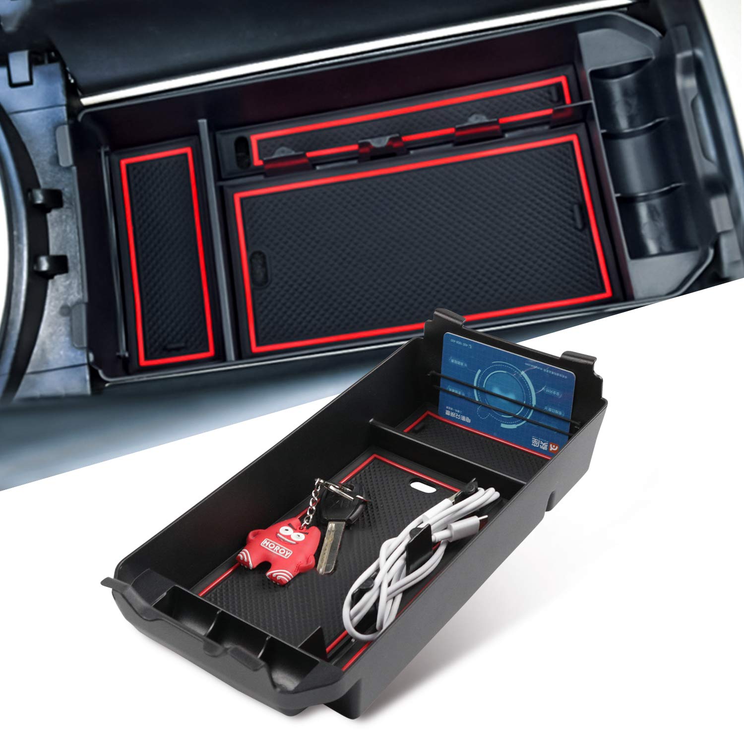 LFOTPP C-Class W205 GLC X253 Car Armrest Organiser, Centre Console Armrest Tray, Glove Box Storage Box Interior Accessories