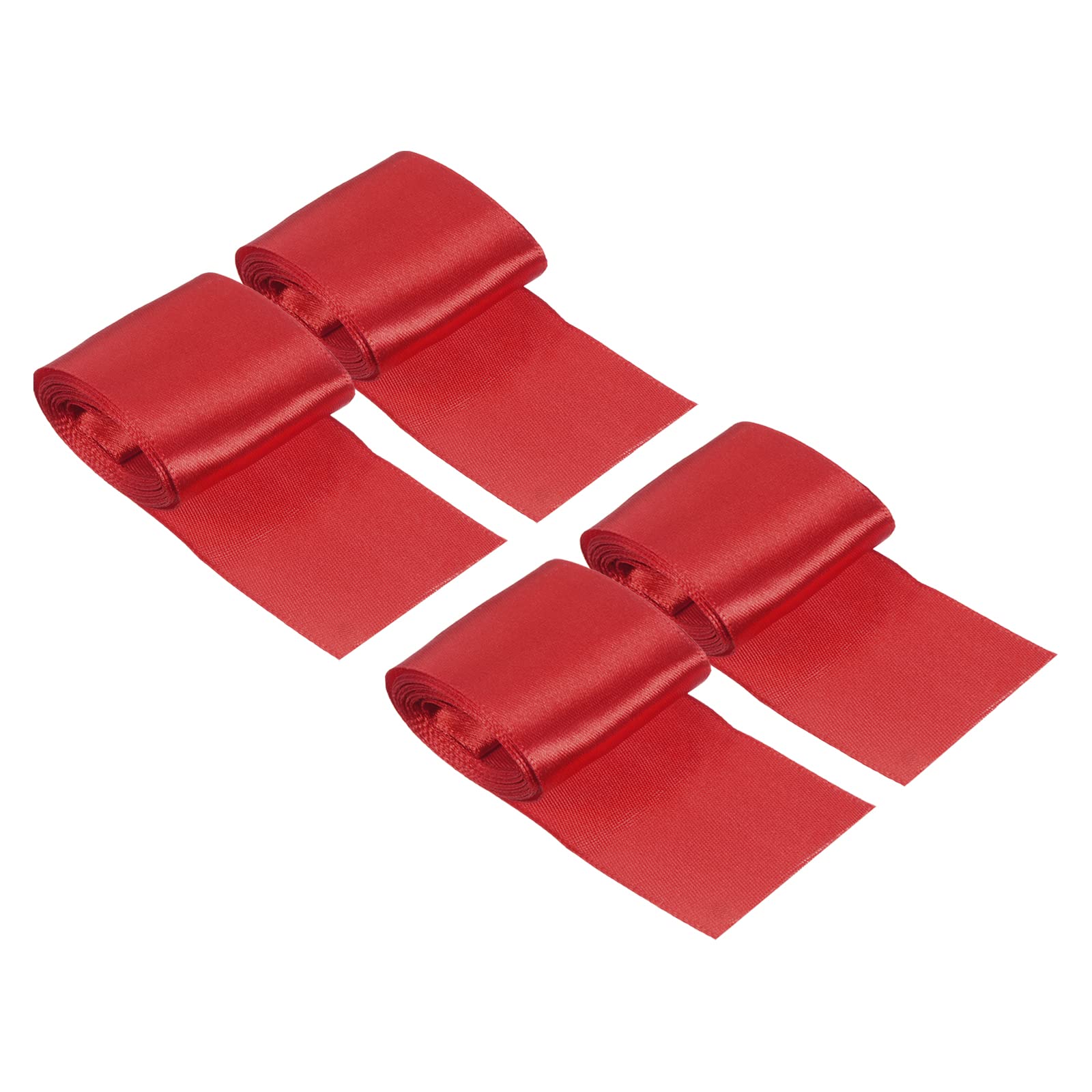 PATIKIL Finish Line Satin Ribbon 5cm 3.0m/9.84ft, 4 Pack Polyester Fabric Tape for Outdoor Athletics Sprint Running Race Sport, Red — image 1