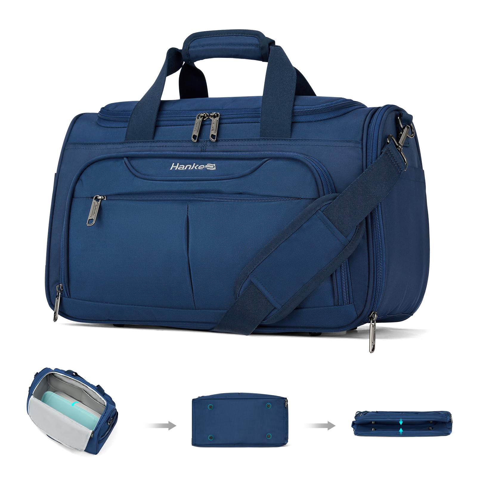 Photo 1 of Hanke Underseat Carry On luggage Bags for Travel, Foldable Travel Bags for Women, Soft Lightweight Personal Item Travel Bag Small Carry On Bags for Airplanes, Travel Tote Bags for Women Men.?Blue?