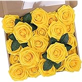 N&T NIETING Artificial Flowers, 25Pcs Fake Flowers Fall Roses Perfect for DIY Wedding Bouquets Centerpieces Bridal Shower Party Home Flower Arrangement Decorations, Gold