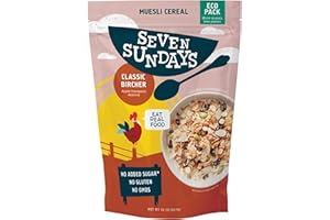 Seven Sundays Muesli Cereal, Classic Bircher Apple Cinnamon Almond, 32 Oz Bag, Gluten Free, 0g Added Sugar, Enjoy Warm, Cool or as Overnight Oats