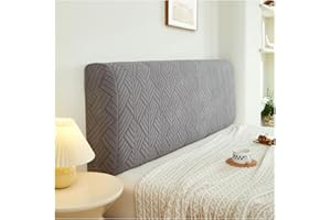 W WWEENUO Stretch Bed Headboard Covers, Jacquard Fabric Headboard Slipcover, Soft Dustproof Protector Cover for Upholstered Headboard Queen King (Dark Gray, 1.8m/70.9in)