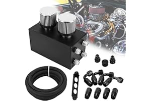 BOMLING 4X AN10 Oil Catch Can Reservior Tank Baffle Dual Filter Engine Breather oil pot kit Battery-size Compatible with Honda Acura Integra EK (Black)