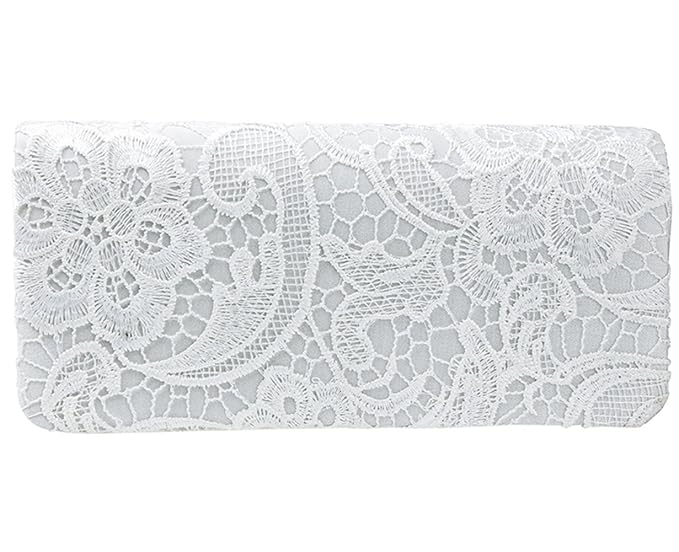 Clorislove Luxus Spitze Damen Clutch Abendtasche Damentasche Handtasche Brauttasche (Weiß)