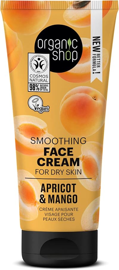 Organic Shop Smoothing Face Cream Apricot Mango Oil Dry Skin Hydration Firming