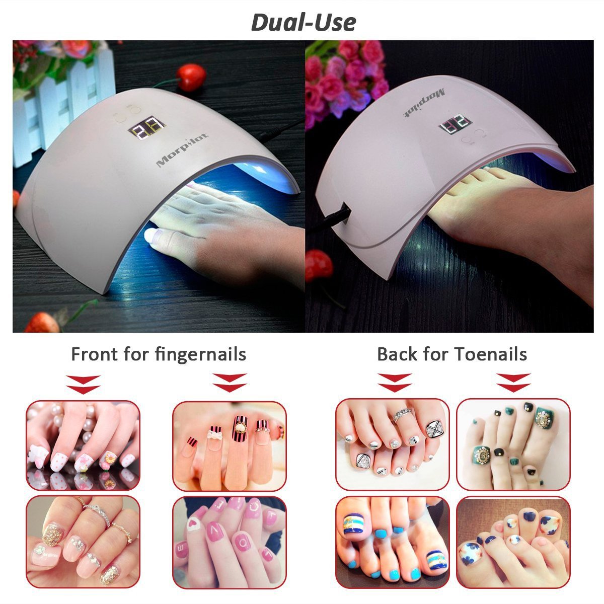 UV Nagellampe, Morpilot 24W UV-LED-Nageltrockner, Lichthärtungsgerät mit Timer und Automatische Sensor Portable Nageltrockner trocknen schnell Gel Nagellack Lampe