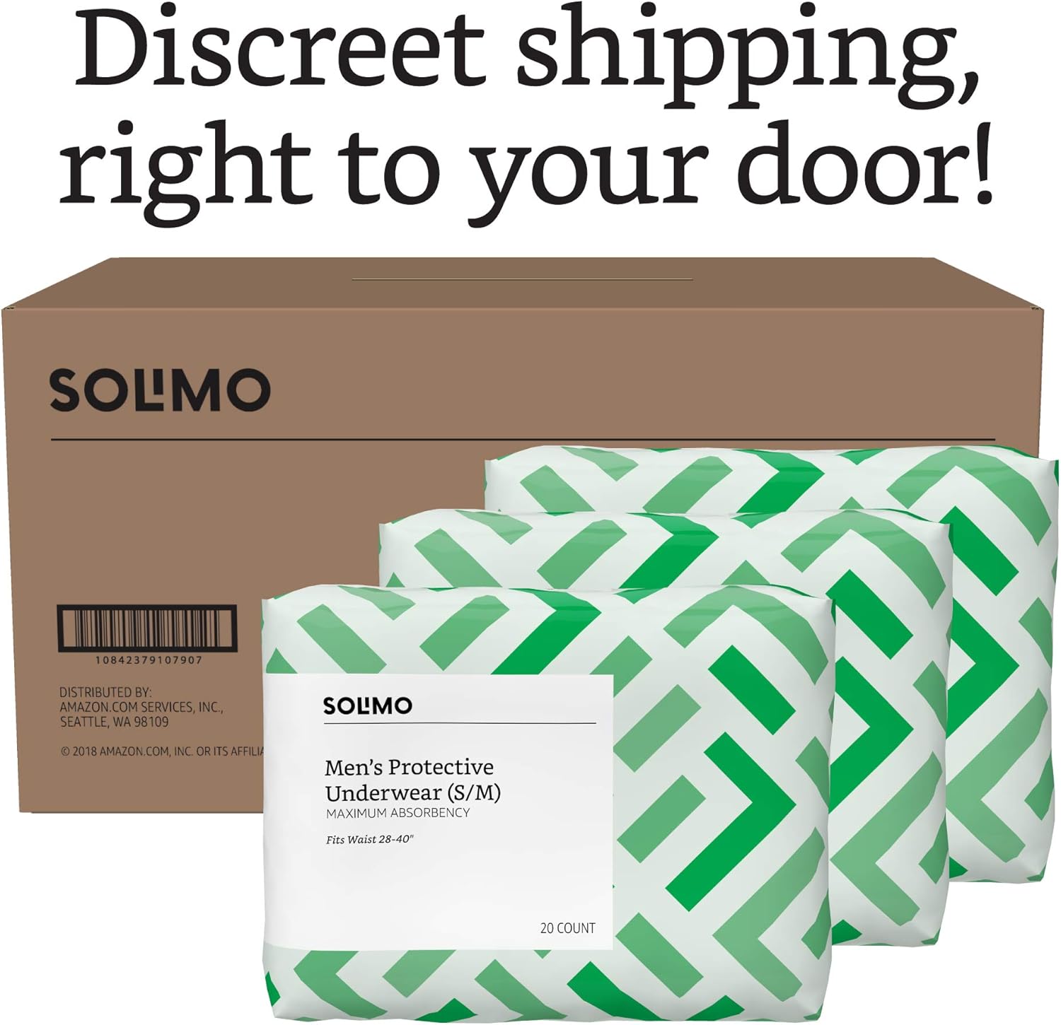  Brand - Solimo Incontinence Underwear for Men, Maximum Absorbency, Small/Medium, 60 count, 3 Packs of 20: Health & Personal Care