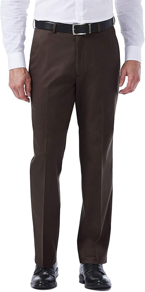 Haggar Mens Premium No Iron Classic Fit Expandable Waist Plain Front Pant: Amazon.ca: Clothing 