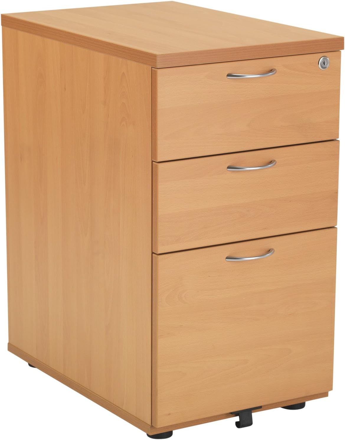 Office Hippo Heavy Duty Left Corner Radial Desk With 3 Drawer High Storage, Home Office PC Desk, Silver MFC, Beech Frame - Image 3