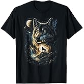 Wolf Howling Moon Forest Nature Wildlife Lovers Animal Men T-Shirt