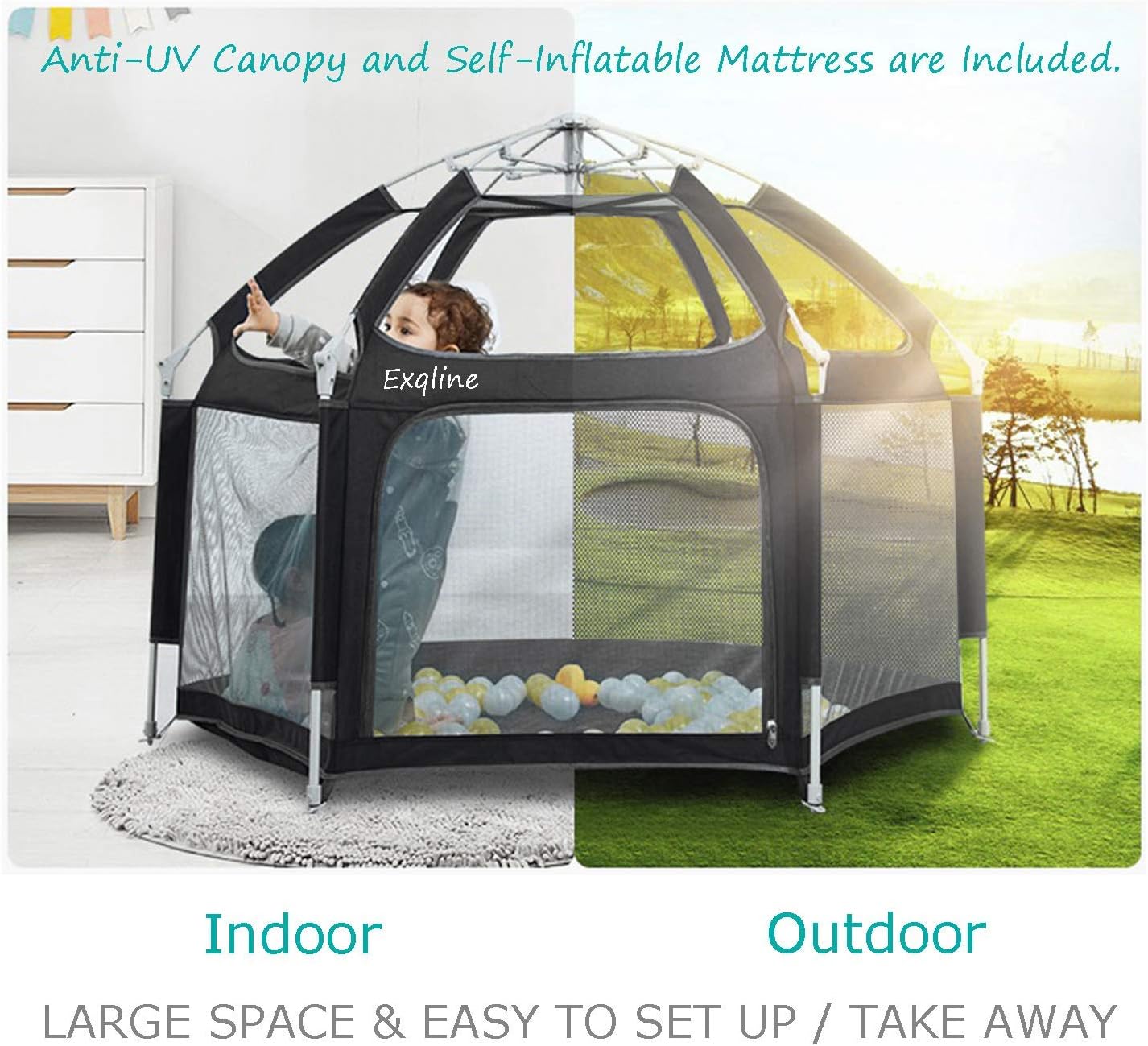 Baby Laufstall Activity Center,Einfach zu öffnen Babyspielzelt POP N GO