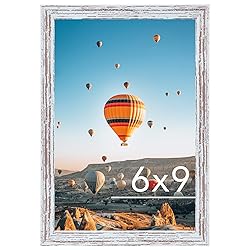JCJMY 6x9 Picture Frame Rustic White for Wall