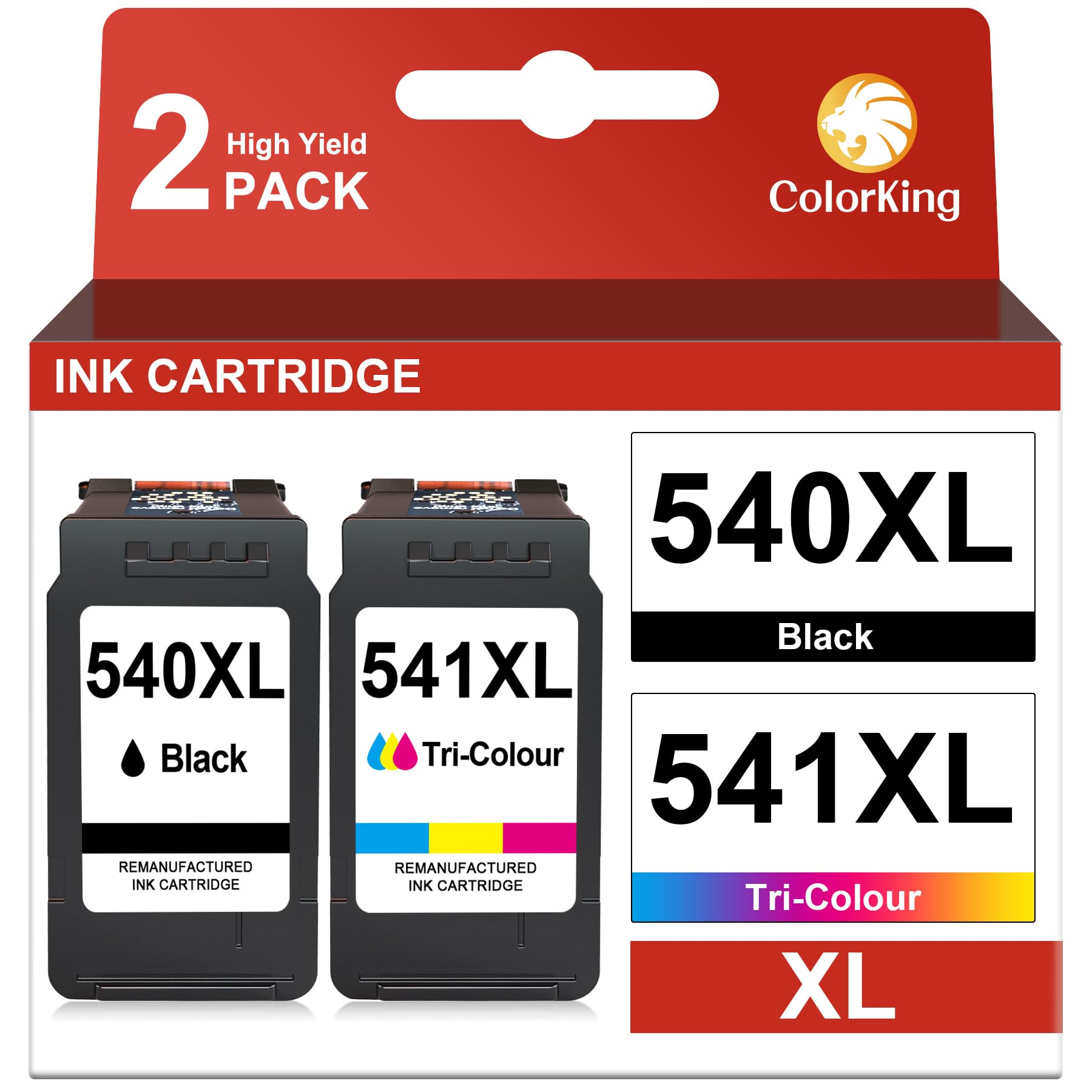 ColorKing 540 541 Printer Ink Cartridges Replacement for Canon 540 and 541 Ink Cartridges XL for Canon Pixma MG3650s MG3650 MG3600 MG3550 MG3250 MG4250 MG3150 TS5150 TS5151 540 Black Colour