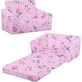 decalsweet Foldable Kids Sofa Couch 2 in 1 Children Convertible Sofa to Lounger Flip Open Toddlers Sofa Bed,Extra Wide Soft Lightweight for Bedroom Livingroom Playroom