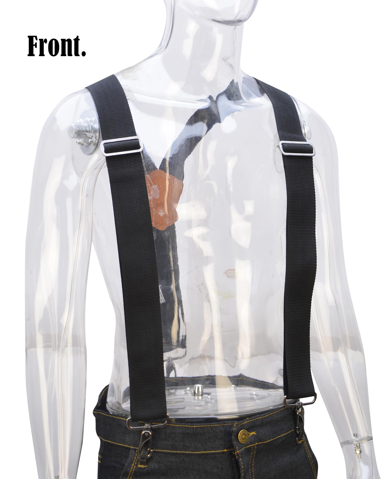 WELKINLAND 2Inch Y-Back Mens Suspenders, Heavy-Duty Suspenders Y Back, Wide Mens Suspender Hooks for Jeans Heavy Duty, Black Men Suspender Pants