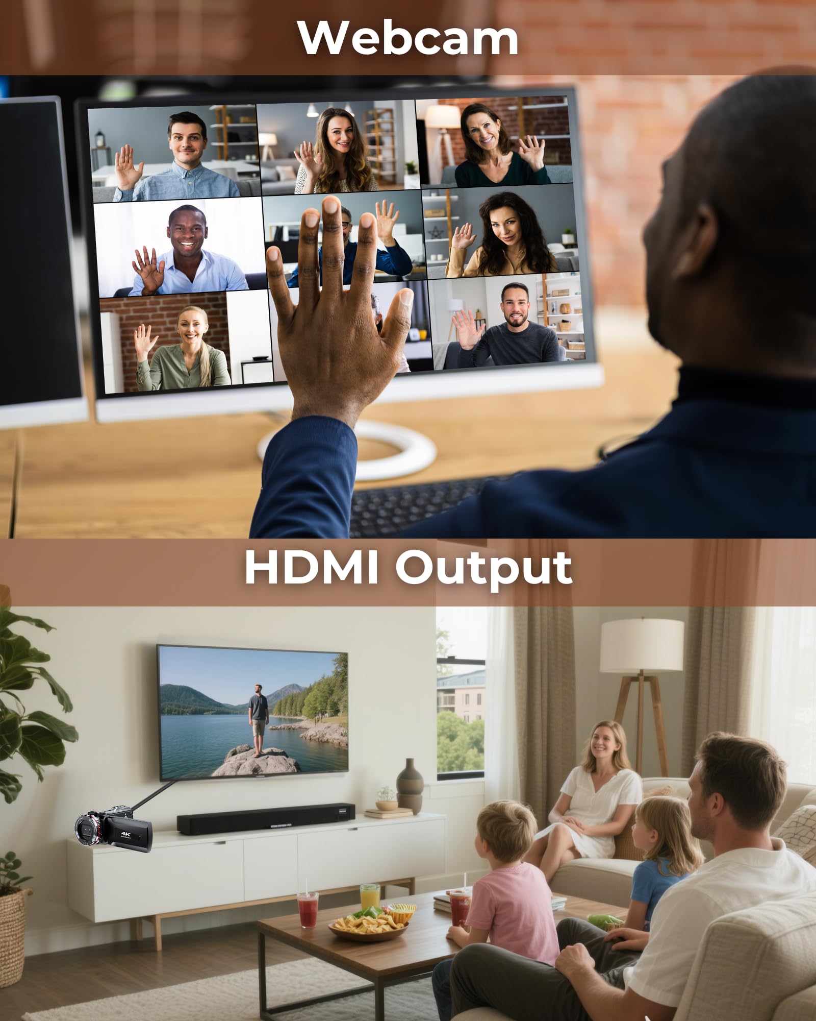 ZIMOCE 4K 60FPS Video Camera Camcorder with HDMI Cable, 48MP Vlogging Camera for YouTube, Dual Lens Camera Recorder, 21X Zoom Rotatable Screen Video Recorder with Mic, 2 Batteries &64GB Card (Small)