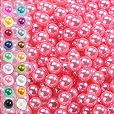 Vase Filler Pearls, 2200 Pcs No Hole Pearl Vase Beads, Plastic Fake Pearl for Crafting, Pearls for Makeup Brush Holder Beads, Tabble Scatter, Vase Decor, Wedding Birthday Party (Pink, 6mm)