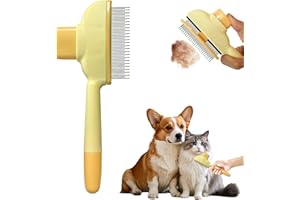 KHQBG Cat Hair Brush & Dog Brush, Deshedding Brush for Long or Short Haired Pets, Removes Loose Fur, Durable Stainless Steel & ABS Design (yellow)